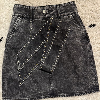 Sandro studded denim skirt