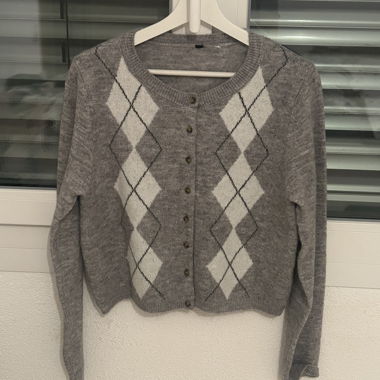 Cardigan Grigio/bianco