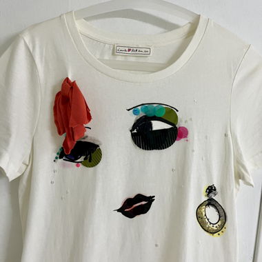 T-shirt blanc Lanvin x H&M avec visage