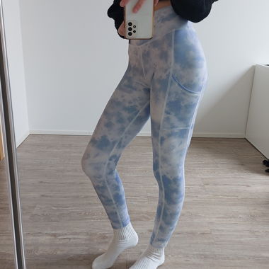 Blau-weisse Tie-Dye Sport-Leggings