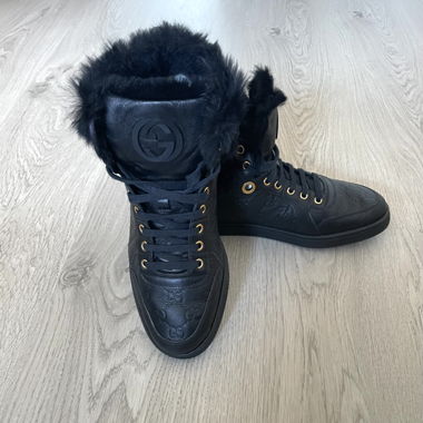 GUCCI chaussures fourrure cuir