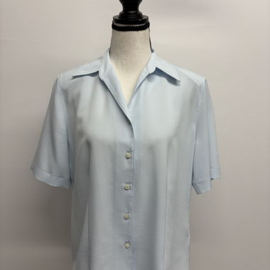 Erfo Light Blue Short-Sleeve Blouse Gr. 38 Vintage