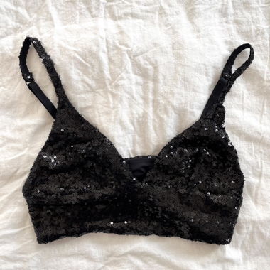 Black Sequin Bralette Top
