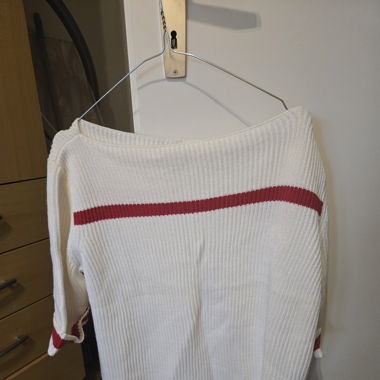 White Sweater with Red Stripes