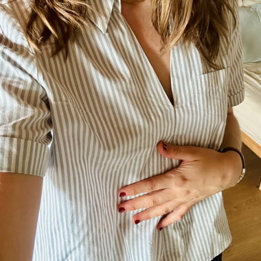Blue and white striped shirt
