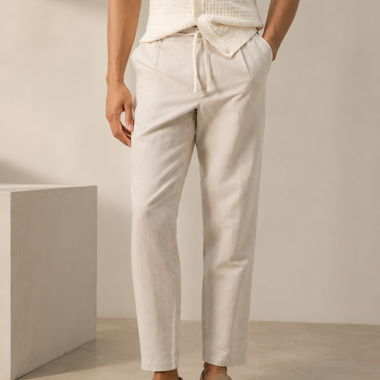 Pantalon en lin MNG blanc/beige Gr. 40