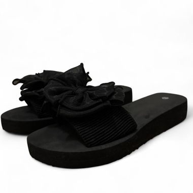 Black bow platform sandals, size 39 