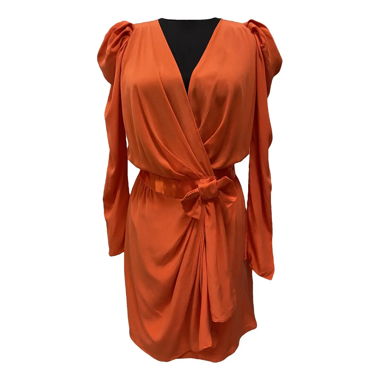 Tara Jarmon Orange wrap mini dress silk 