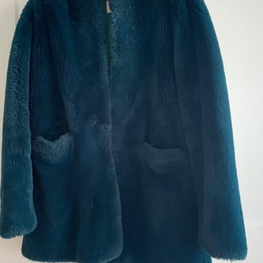 Giacca in finta pelliccia verde/blu