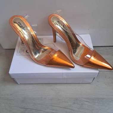 Escarpins mule orange métallique taille 40