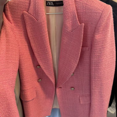 ZARA pink tweed blazer, size S