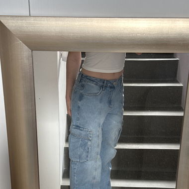 Jeans Boyfriend bleu avec poches