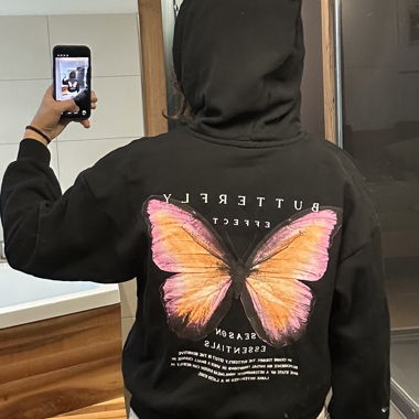 Schwarzer Butterfly Hoodie