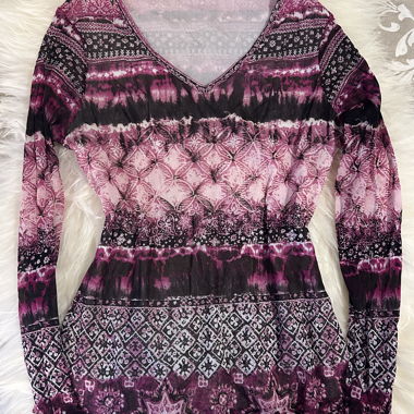 Longsleeve en mesh rose vintage Y2K