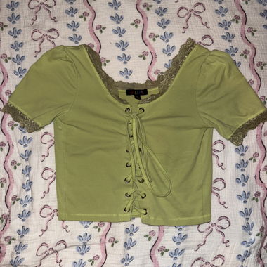 Y2K DeliAs grünes Schnür-Crop-Top
