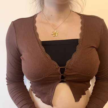 Brown Lace Crop Top