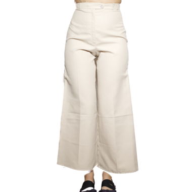 Beige Wide-Leg Trousers