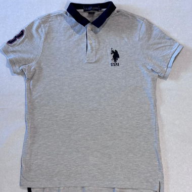 U.S. Polo Assn. Polo Shirt Grey Navy Size L