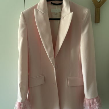 Pink Blazer with Feather Cuffs