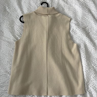 Beige Sleeveless Turtleneck Sweater