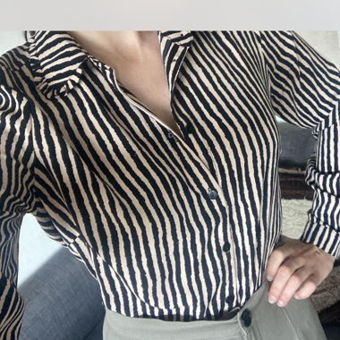 Camicia a Righe Beige e Nera