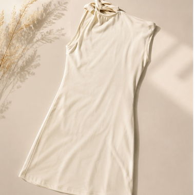 Robe crème à encolure cœur