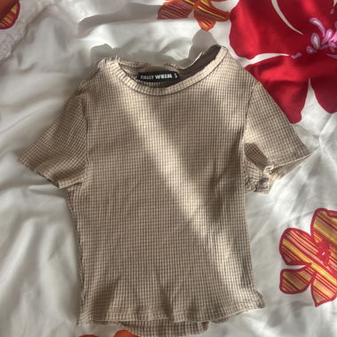 Tally Weijl Beige-White Striped T-Shirt