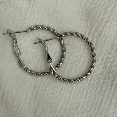 Silver braided hoop earrings