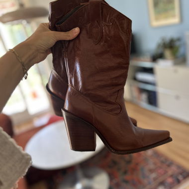 Stivali da cowboy marroni Boots Stivaletti in pelle