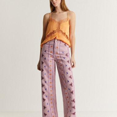Scalpers Pink Embroidered Pants