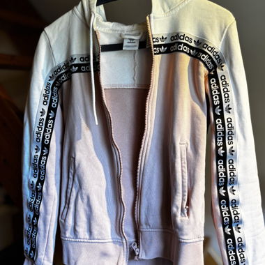 Sweat zippé adidas pastel blanc et rose