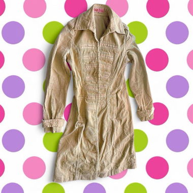 Veste longue trench-coat en velours côtelé « circus » Cream