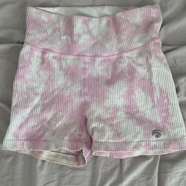 Pink Ribbed Sports Shorts