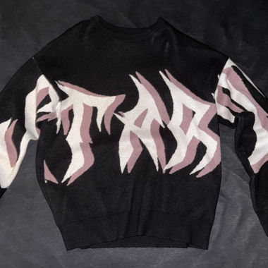 Sweat sans capuche noir et rose 