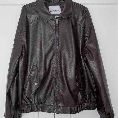Veste imitation cuir Bershka marron