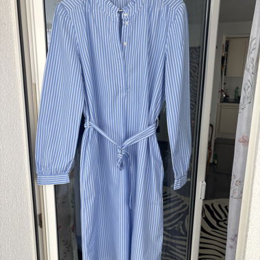 Blue striped shirt dress