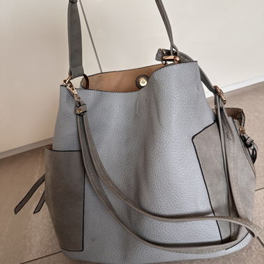 Grey Leather Crossbody Bag