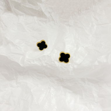 Clover Ohrstecker GOLD BLACK - 18k vergoldet