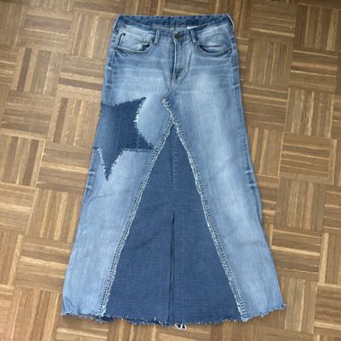 habdmade y2k Star-Jeans maxi skirt