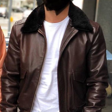 Dunkel braune Bomber Lederjacke Gr. S