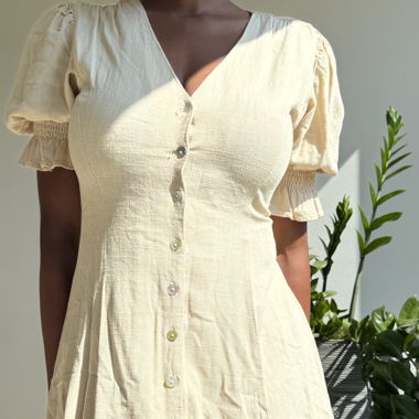 Beige Nasty Gal puff-sleeve dress