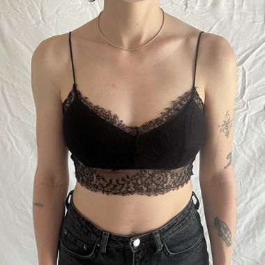 schwarzes Spitzen Top von TopShop