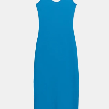 Blaues Midikleid mit feinen Trägern