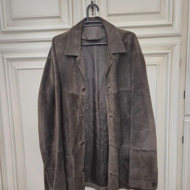 Veste longue en daim marron