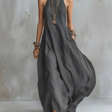 Robe longue grise fluide