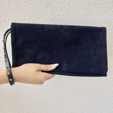 Dark blue suede clutch