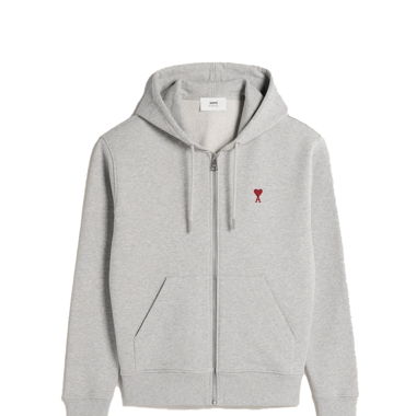 Ami Paris Hoodie Gris Zip Up Ami de Coeur