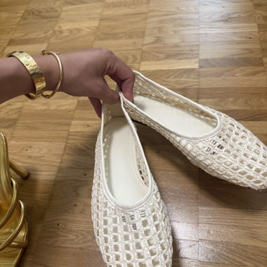White Mesh Ballet Flats