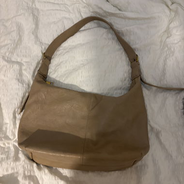 Beige Leather Shoulder Bag