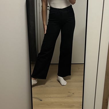 Black High Waist, Wide Leg Jeans 